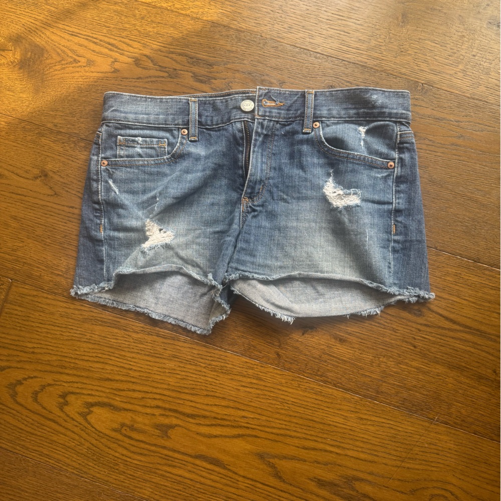 LOFT Blue Distressed Jean Shorts Vintage Style